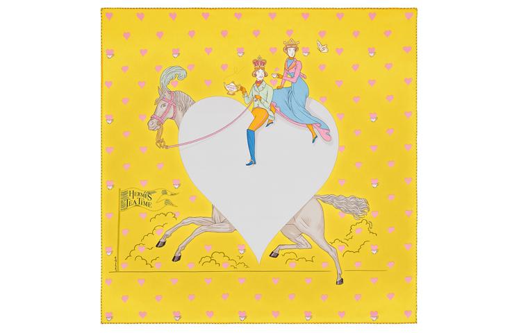 HERMES Шарф Silk Scarf Yellow Female