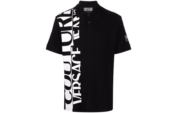 Versace Поло JEANS COUTURE Men’s FW21 Logo Printing Short Sleeve Polo Shirt Black