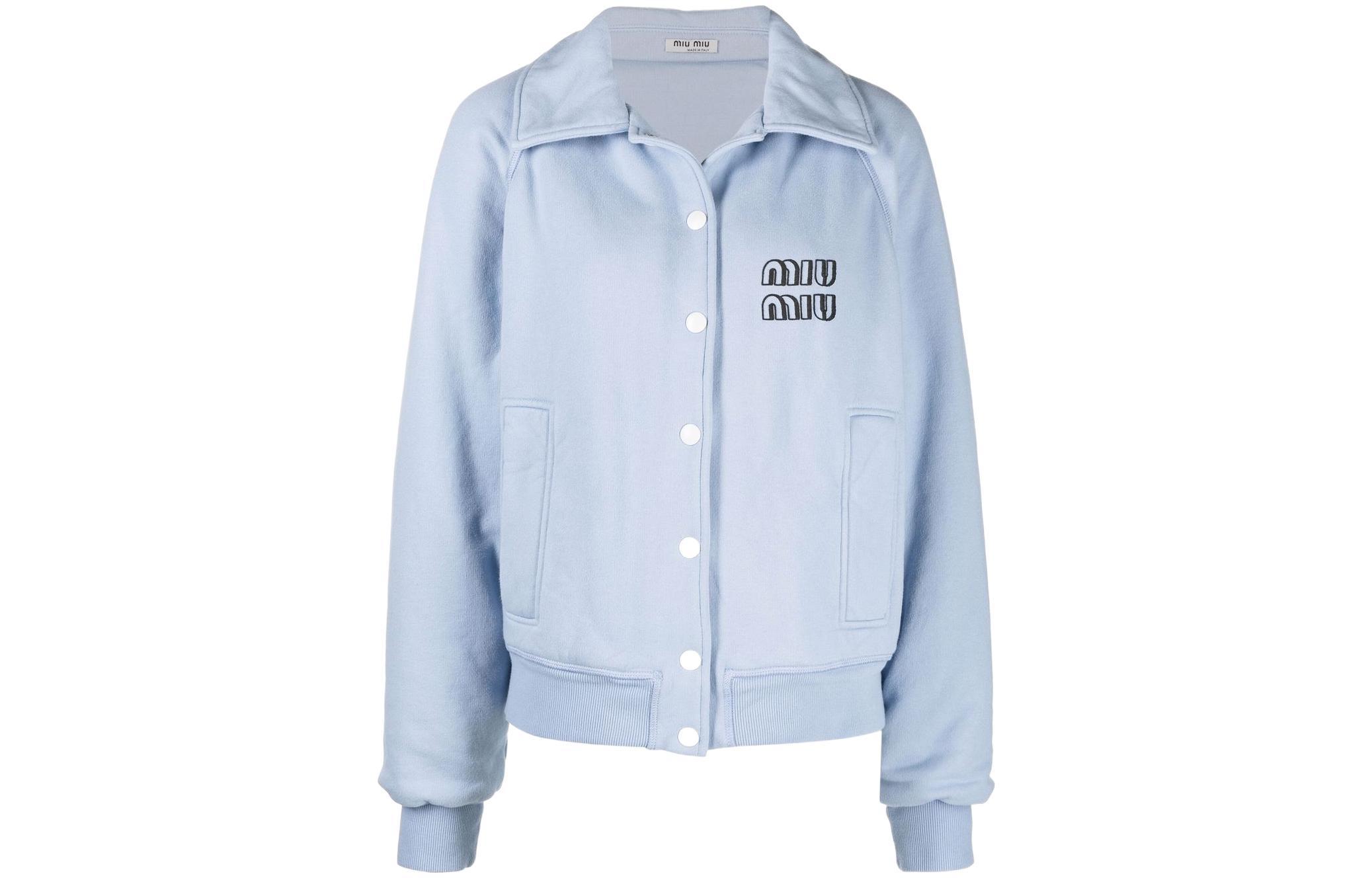 MIU MIU Куртка Wmns SS22 Logo Embroidery Bomber Jacket Blue