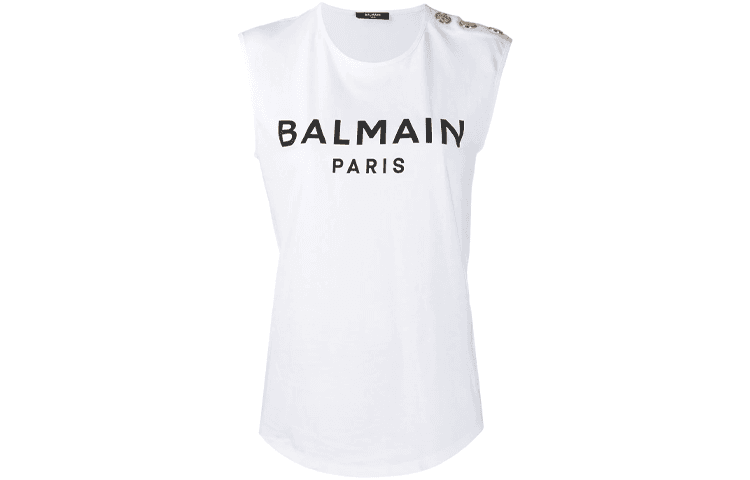 Balmain Топ Wmns SS22 Logo Printing Waistcoat White