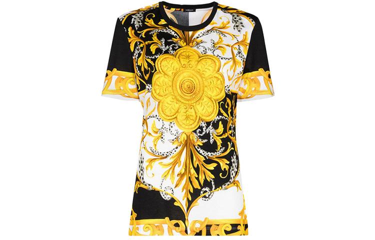 Versace Футболка Wmns SS21 Printed Round-neck Tee Gold