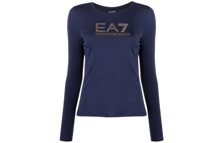 Armani Футболка EMPORIO Wmns FW21 Round-neck Logo Sweateshirt Blue