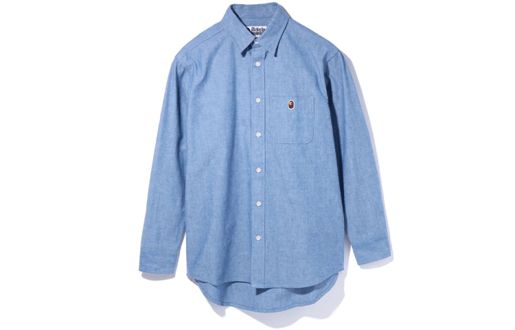 A BATHING APE® Рубашка Wmns Chambray Logo Long-Sleeved Shirt Blue