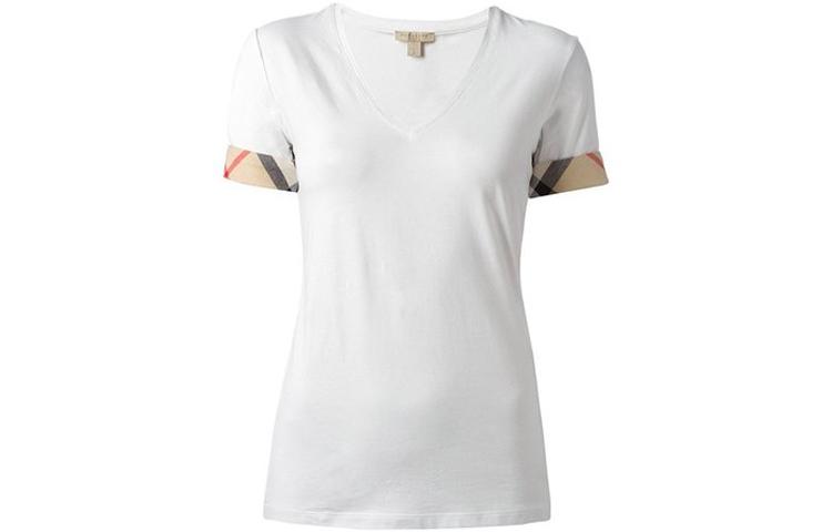 Burberry Футболка Wmns SS21 V-neck Plaid Tee White