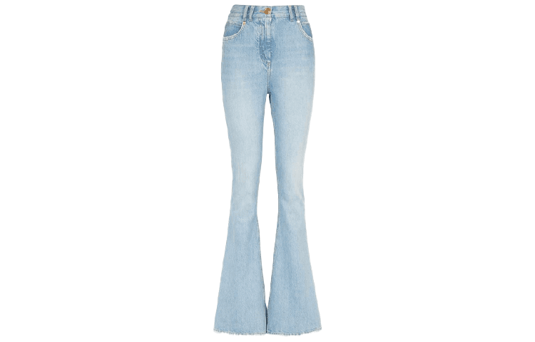 Balmain Джинсы Wmns Logo Printing High Waist Jeans Blue