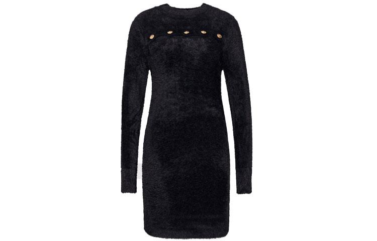 Versace Платье JEANS COUTURE Round-neck Long-Sleeved Dress Black