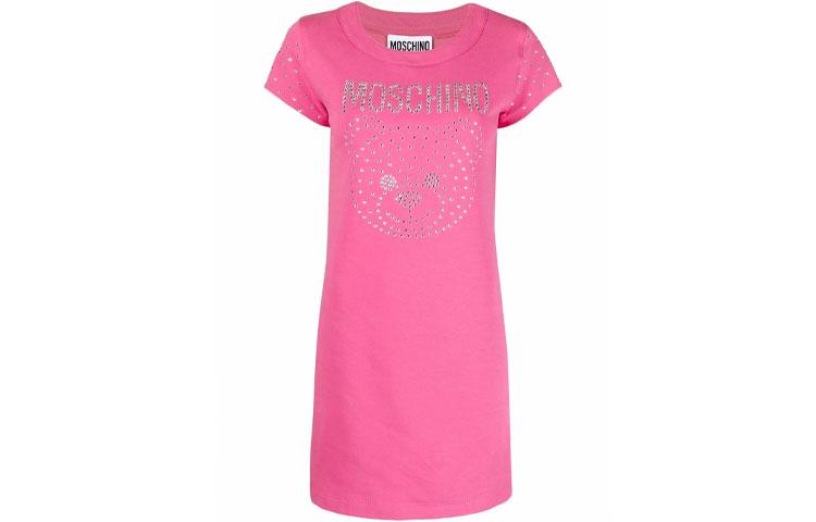 Moschino Платье SS22 Logo Printing T-shirt Short Sleeve Dress Purple/Red