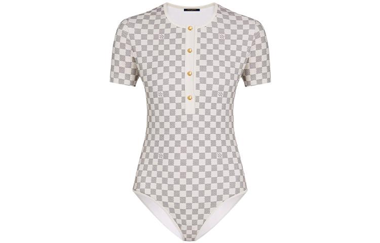 Louis Vuitton Сплошные купальники SS21 Check Short Sleeve One Piece Swimsuit Gray