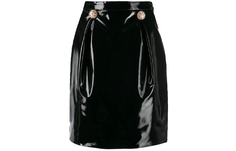 Versace Юбка Leather Embossed Button Skirt Black