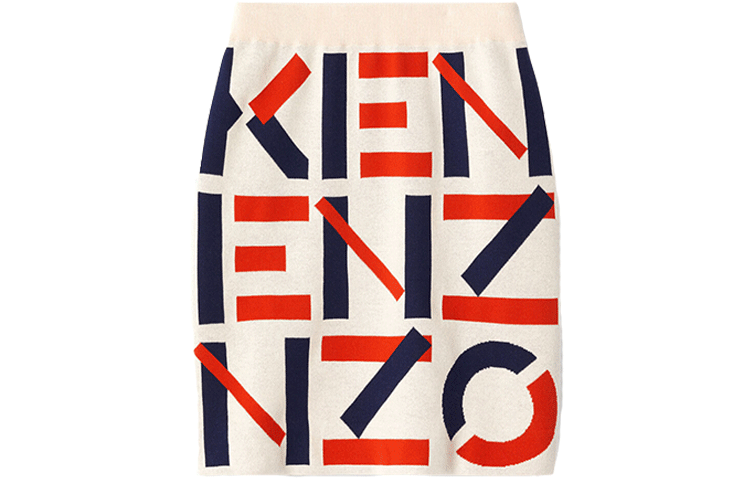 Kenzo Юбка Jacquard Monogram Skirt White