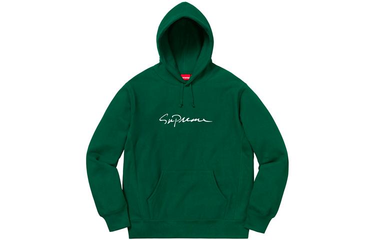 Supreme Худи и толстовки FW18 Classic Script Hooded Sweatshirt Dark Green logo