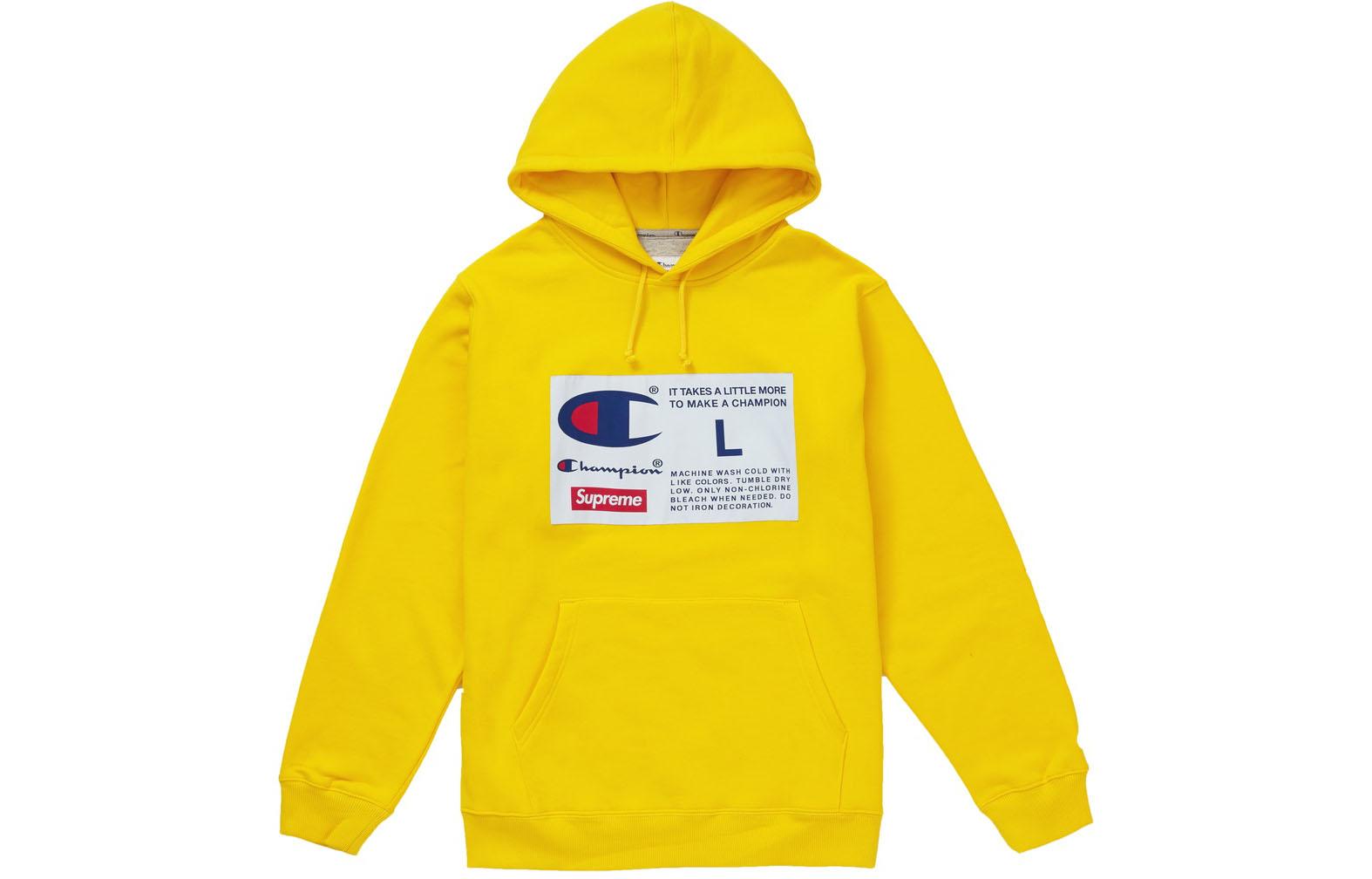 Supreme Худи и толстовки FW18 x Champion Label Hooded Sweatshirt Yellow
