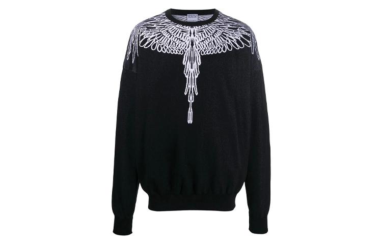 Marcelo Burlon Худи и толстовки Men’s Pictorial Wings Embroidery Round-neck Sweatshirt Black