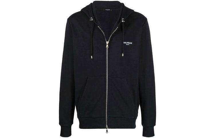 Balmain Толстовка на молнии Men’s FW21 Logo Zipper Hoodie Black