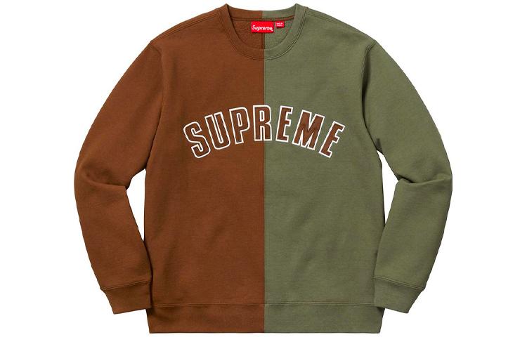 Supreme Худи и толстовки FW18 Split Crewneck Sweatshirt Brown