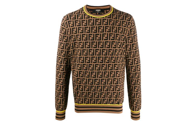 Fendi Свитер Men’s Logo Round-neck Knitting Sweater Brown