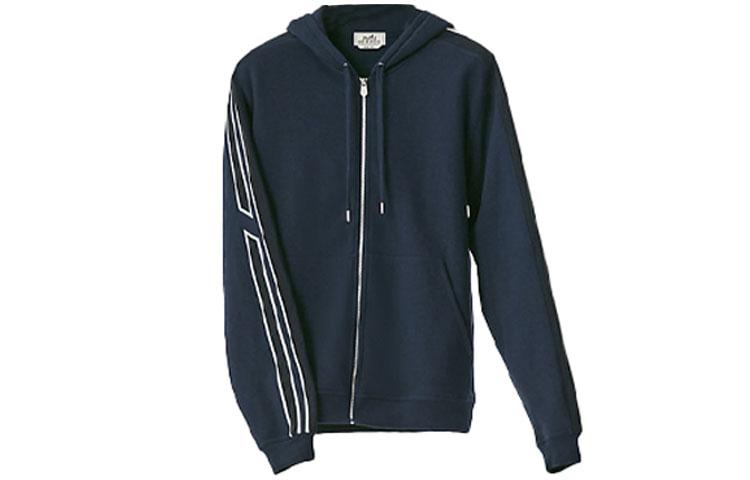 HERMES Толстовка на молнии Men’s SS22 Zipper Hooded Sweatshirt Blue