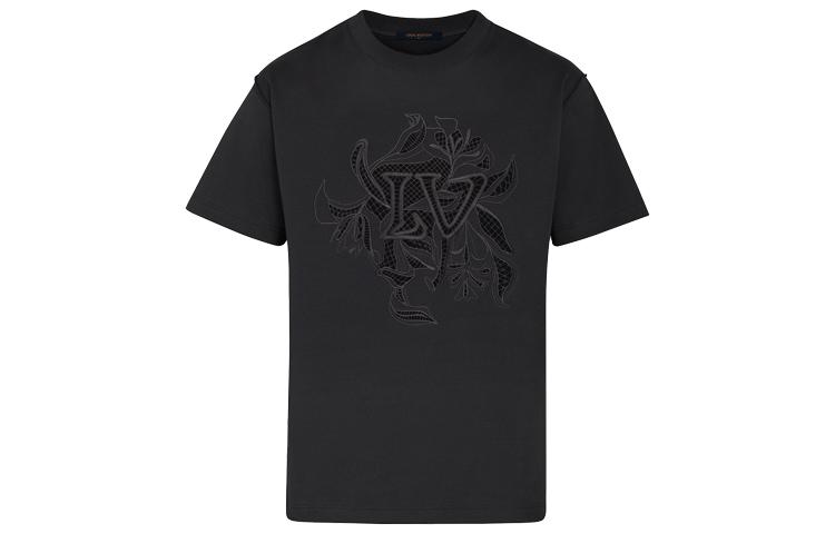 Louis Vuitton Футболка Vegetal Lace Embroidered T-Shirt For Men Black