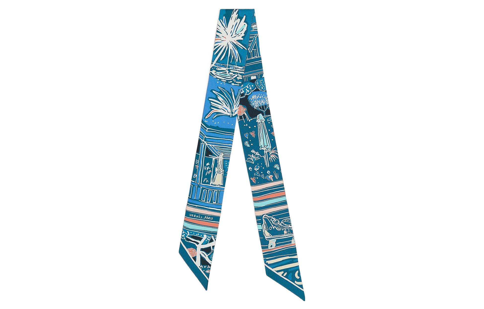 HERMES Шарф Rayures d'Ete Twilly Silk scarf