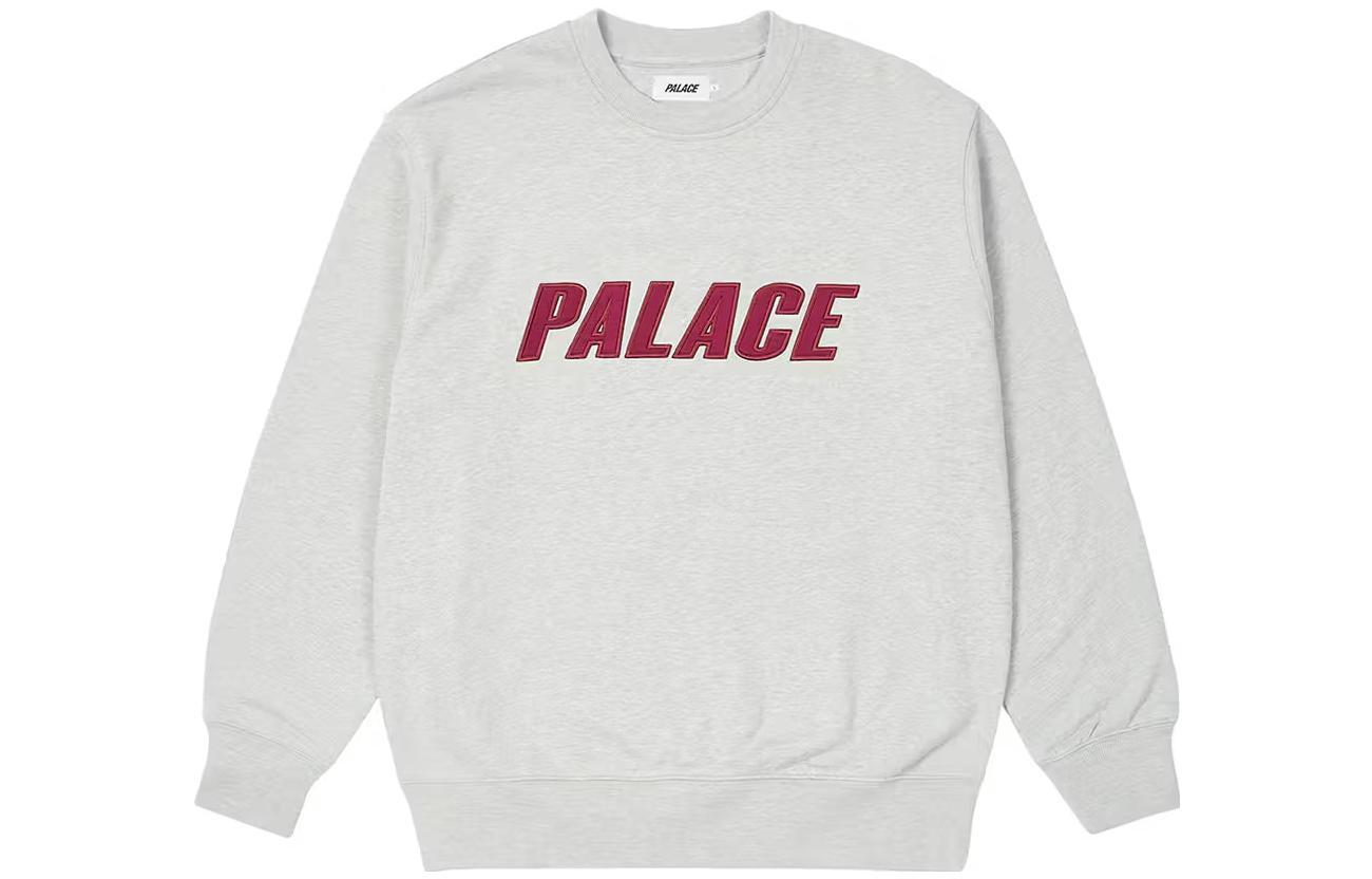 Palace Худи и толстовки SS23 IRIDESCENT APPLIQUE CREW GREY MARL Week10 Logo