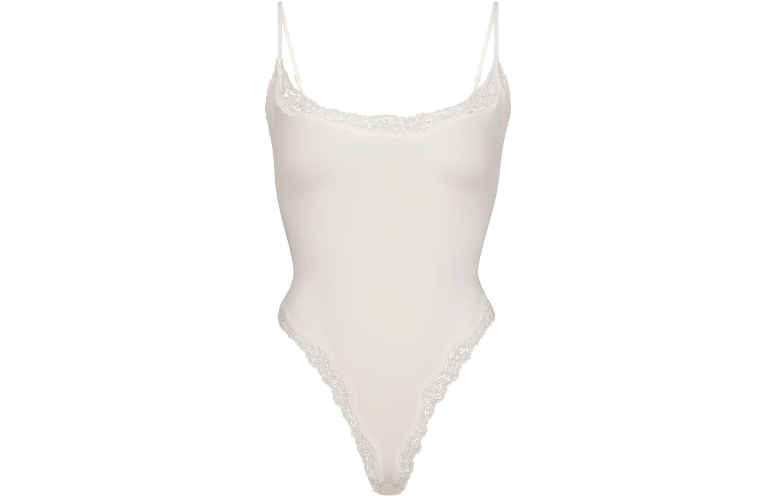 SKIMS Комбинезон и боди FITS EVERYBODY CORDED LACE CAMI BODYSUIT MARBLE