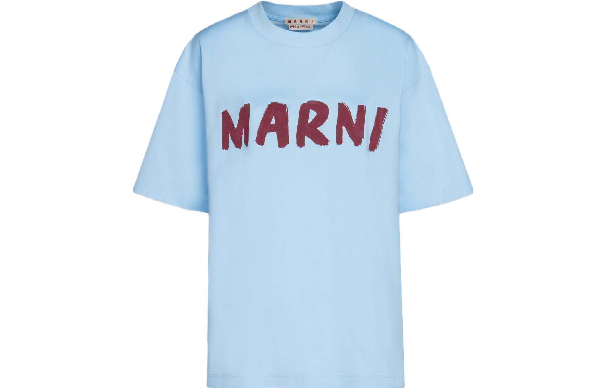 Marni Футболка Light Blue T-Shirt With Marni Print T
