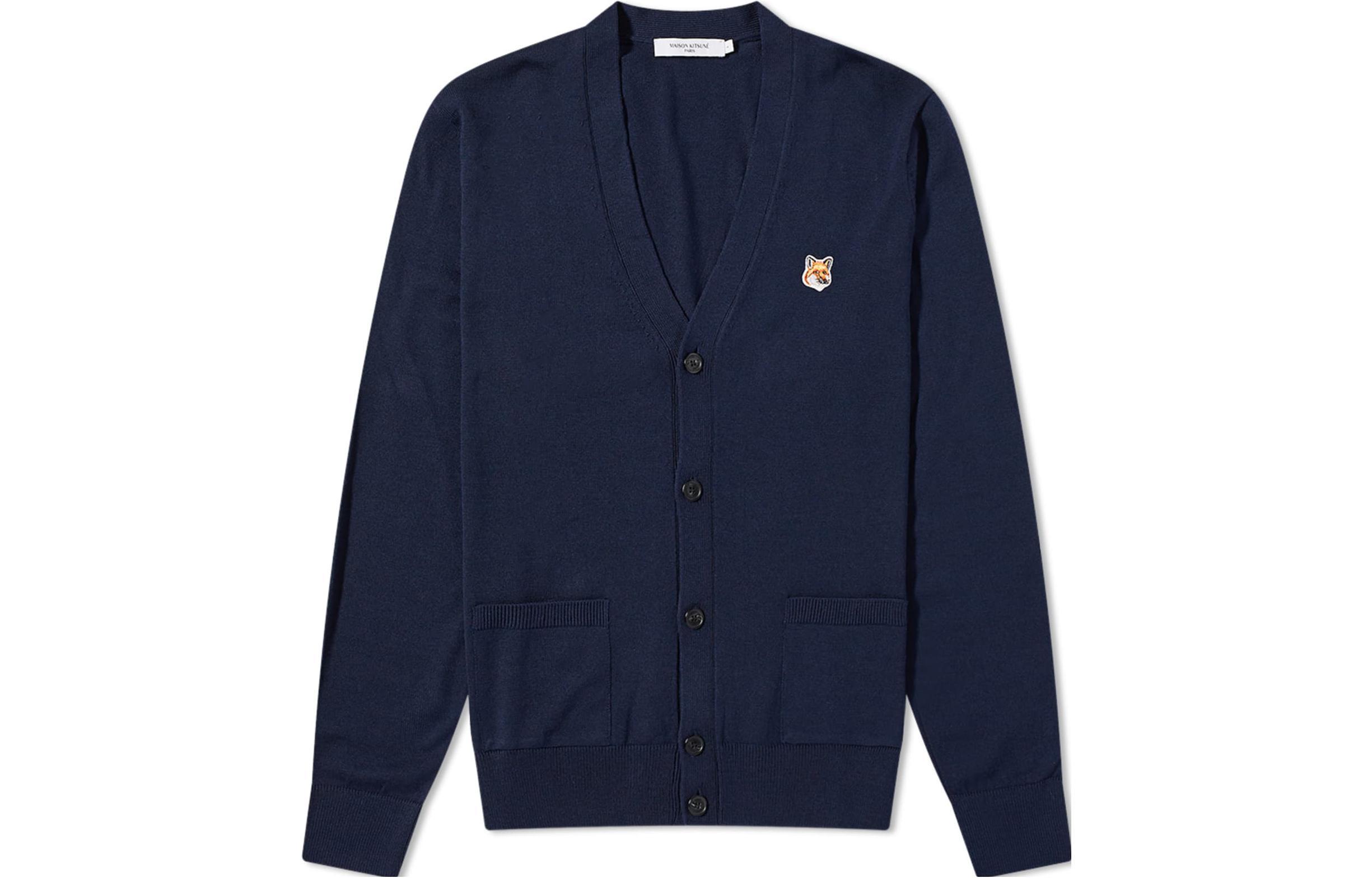 Maison Kitsune Свитер Embroidered-logo wool cardigan